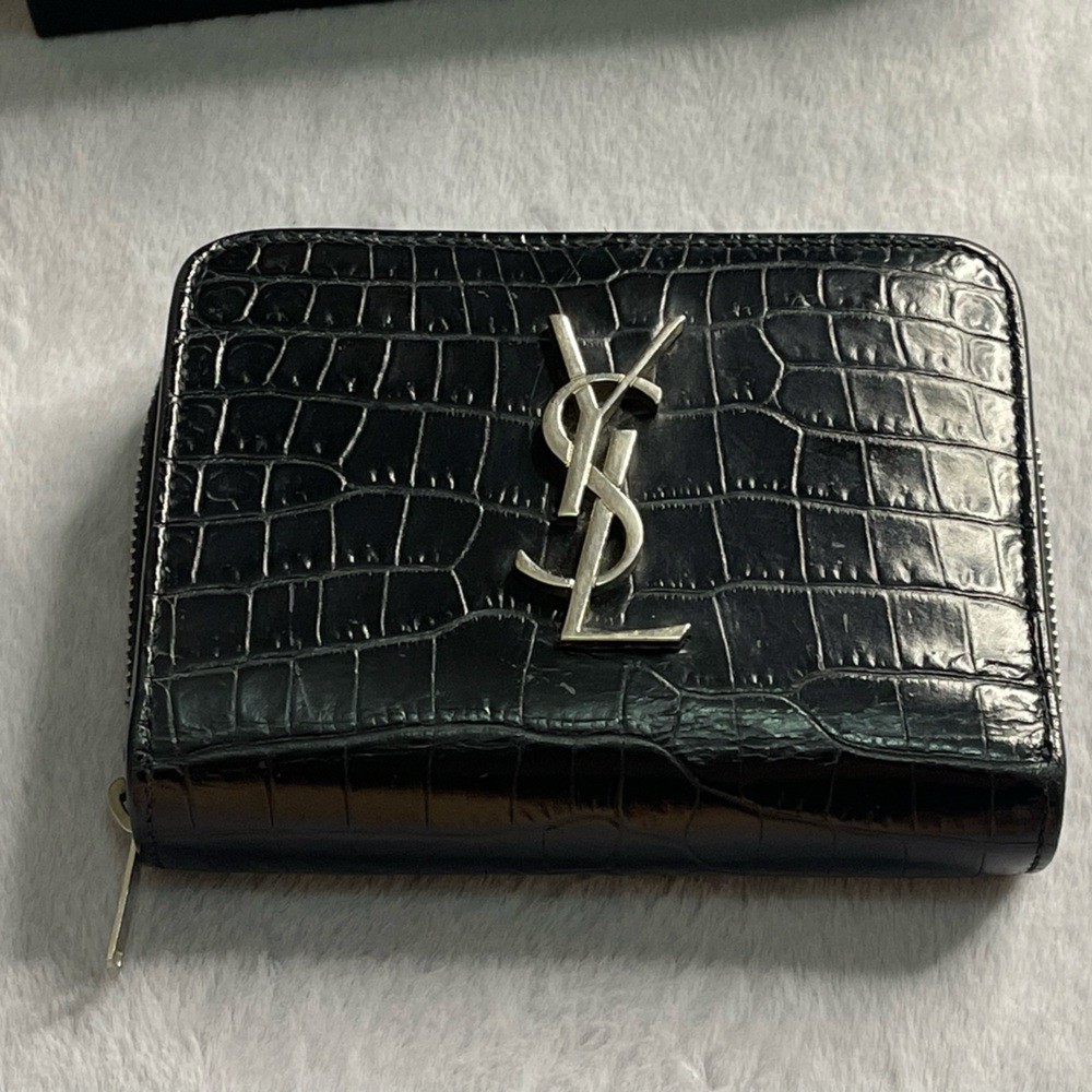 Saint Laurent crocodile embossed Black Leather Wallet
